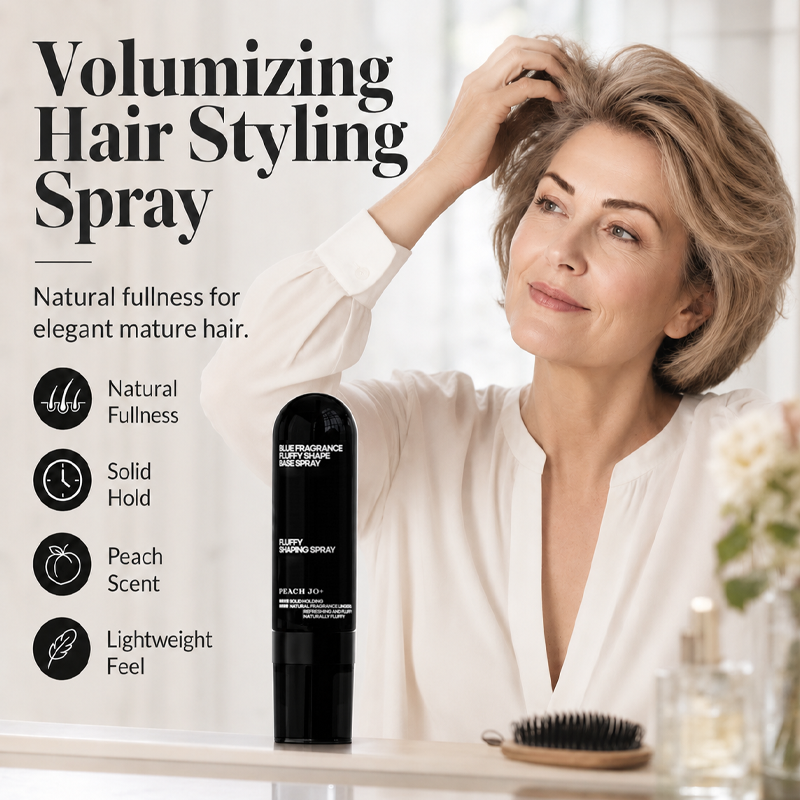 🍑✨ Spray Volume Cheveux au Parfum de Pêche, Longue Tenue, Donne du Volume, Spray Coiffant Léger pour Cheveux Lisses et Plats