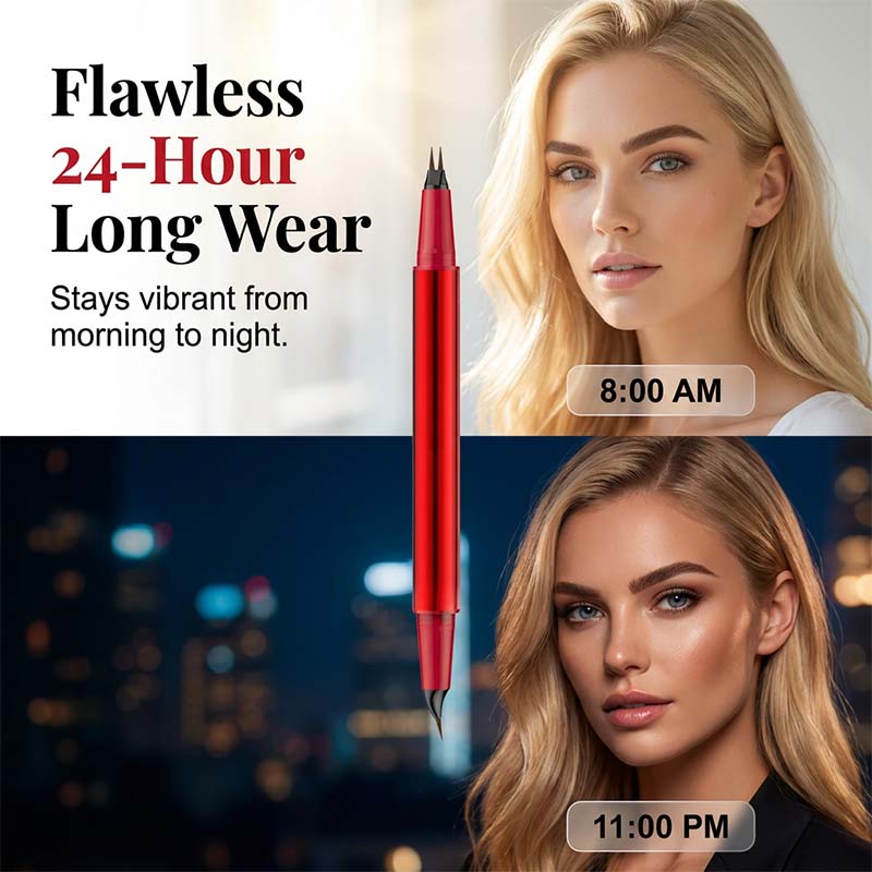 Stylo microblading double‑embout waterproof pour sourcils