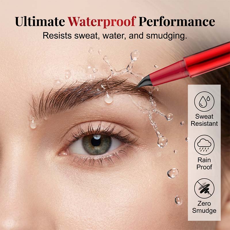Stylo microblading double‑embout waterproof pour sourcils