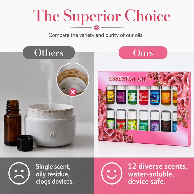 🔥 Offre limitée –50 % ! 🎁🌺 Une senteur fraîche qui égaie votre humeur ! 🌷 Coffret de 12 huiles essentielles hydrosolubles