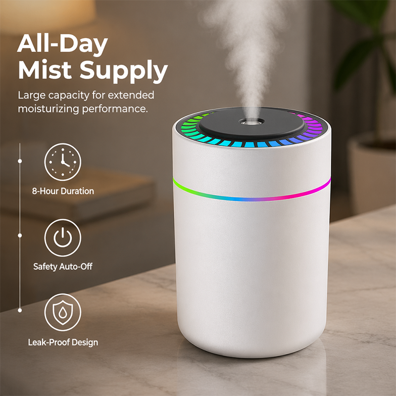 Mini-humidificateur USB avec lumières colorées pour la chambre et la voiture