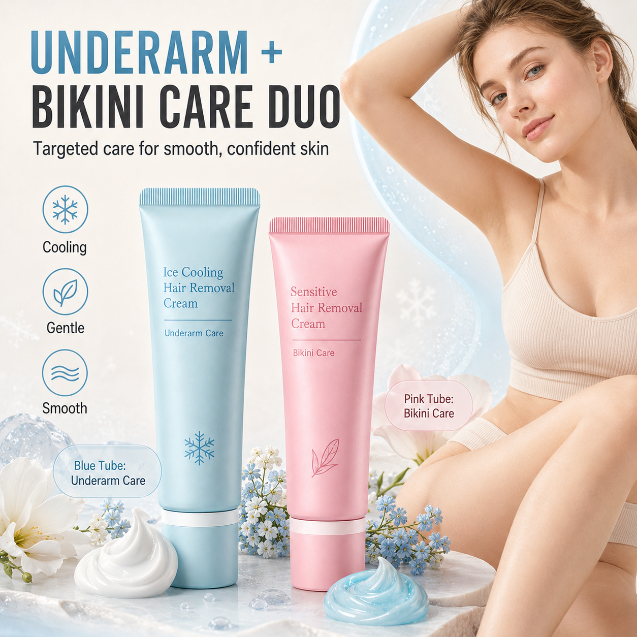 🥳COUP DE CŒUR 2026🥳 Crème dépilatoire – Enrichie en huiles de rose et de lavande, niacinamide éclaircissante – Inhibe la repousse, pour une peau douce et lisse plus longtemps ! 💖💨