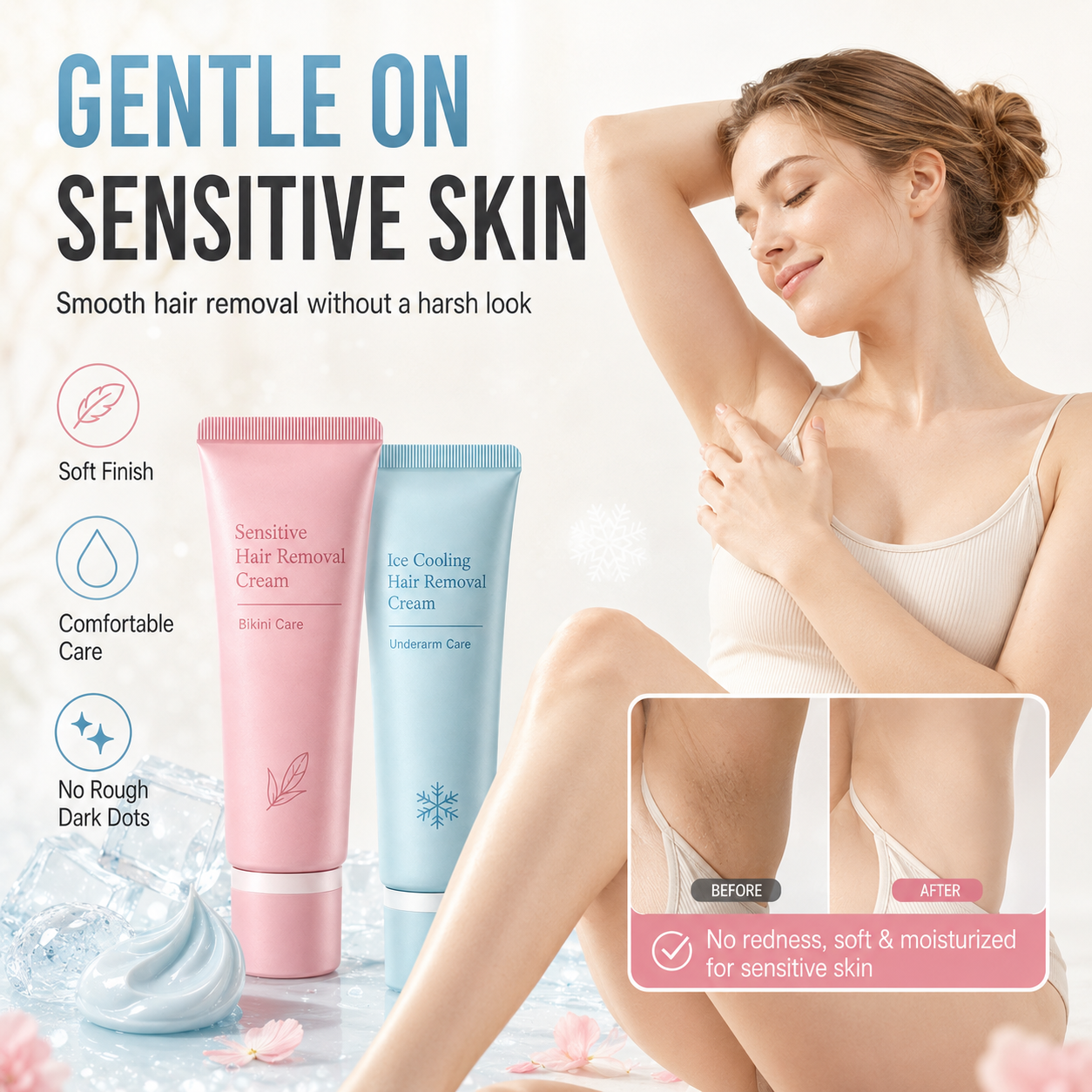 🥳COUP DE CŒUR 2026🥳 Crème dépilatoire – Enrichie en huiles de rose et de lavande, niacinamide éclaircissante – Inhibe la repousse, pour une peau douce et lisse plus longtemps ! 💖💨