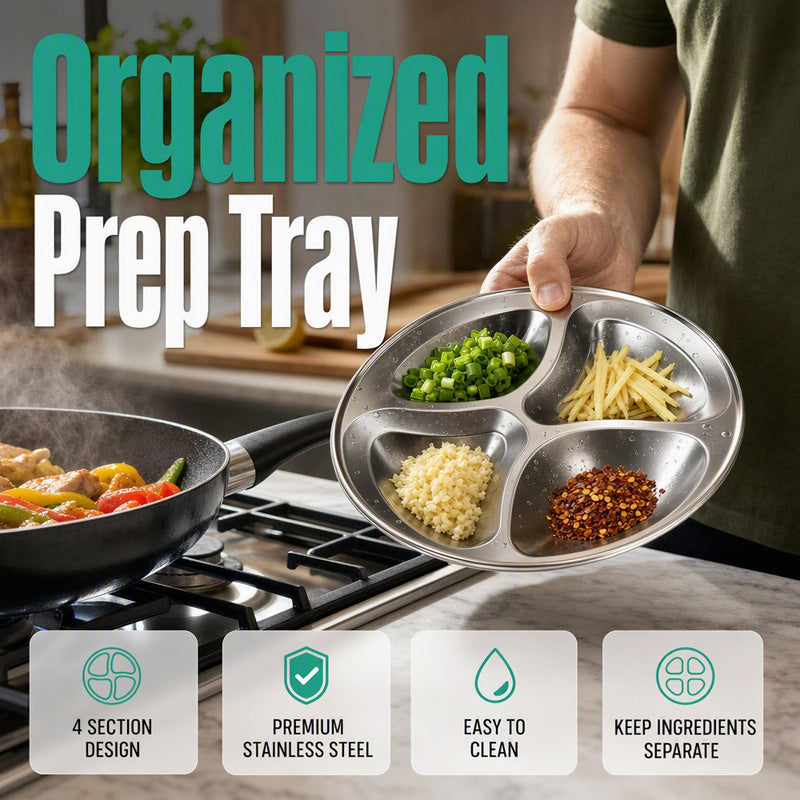 Plat de préparation 4 compartiments – Organisation de cuisine