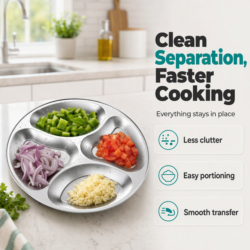 Plat de préparation 4 compartiments – Organisation de cuisine