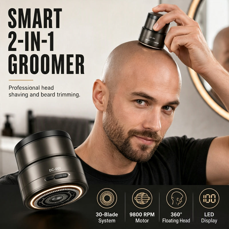 🪒 2026 Vente — Plus de 26 800 Vendus!📟 Tondeuse Électrique 2‑en‑1 pour Crâne Rasé & Barbe