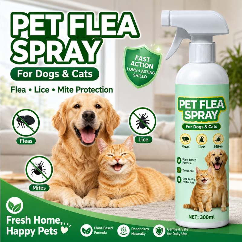Spray anti-puces pour animaux de compagnie à base de plantes