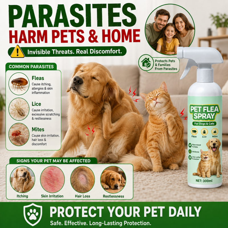 Spray anti-puces pour animaux de compagnie à base de plantes