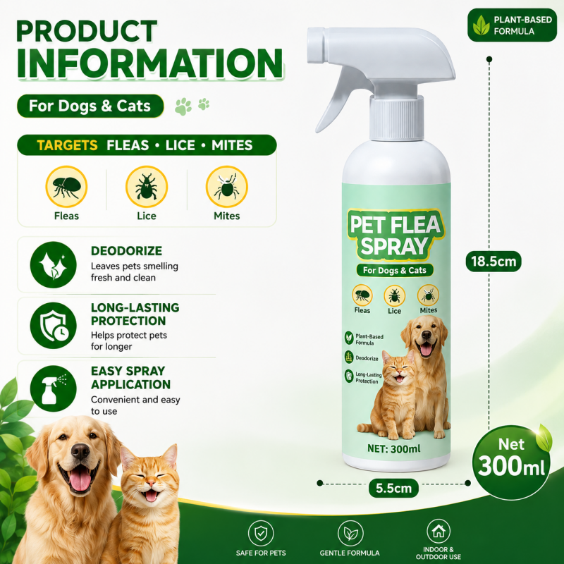 Spray anti-puces pour animaux de compagnie à base de plantes