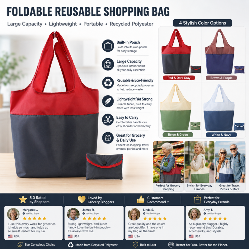 📢📢 50 % DE RÉDUCTION !! ⏰ Sac de courses pliable écologique – Grande capacité