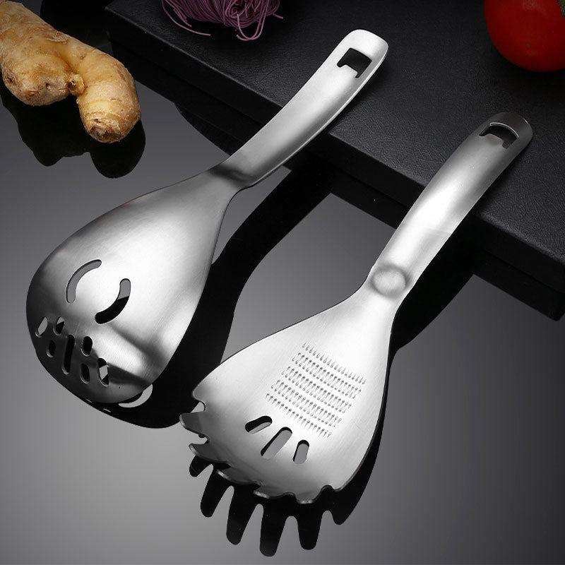 🥄 50% DE RÉDUCTION! 🍳 Cuillère de Cuisine Multifonction 5-en-1 – Inox 304/430, filtre, broie & ouvre-bouteille – 23,5 cm – L'outil idéal pour votre cuisine ✨