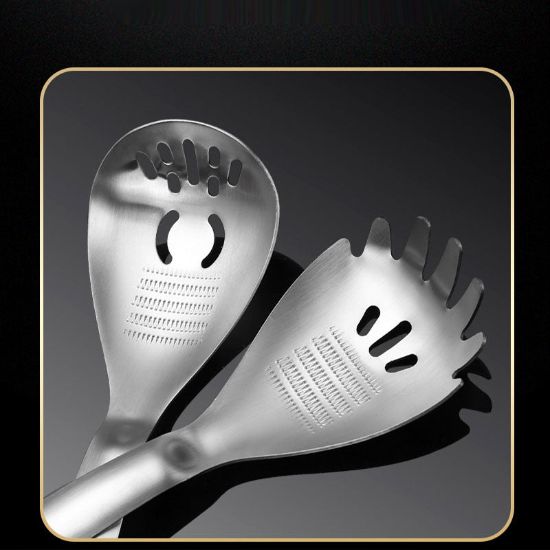 🥄 50% DE RÉDUCTION! 🍳 Cuillère de Cuisine Multifonction 5-en-1 – Inox 304/430, filtre, broie & ouvre-bouteille – 23,5 cm – L'outil idéal pour votre cuisine ✨