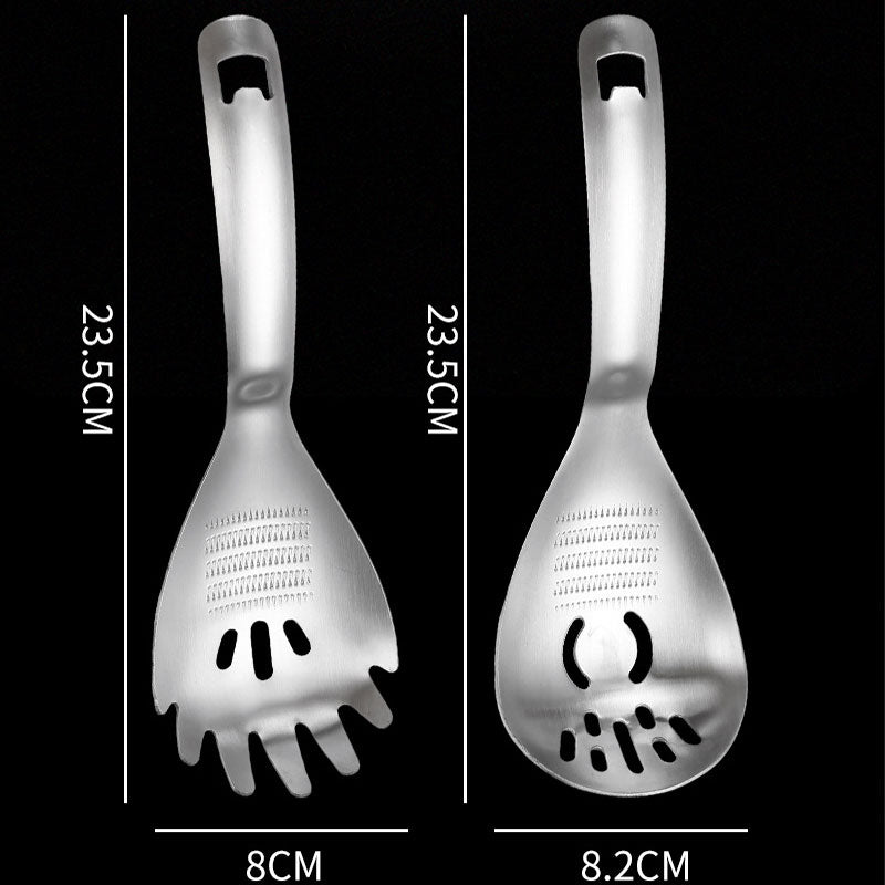 🥄 50% DE RÉDUCTION! 🍳 Cuillère de Cuisine Multifonction 5-en-1 – Inox 304/430, filtre, broie & ouvre-bouteille – 23,5 cm – L'outil idéal pour votre cuisine ✨