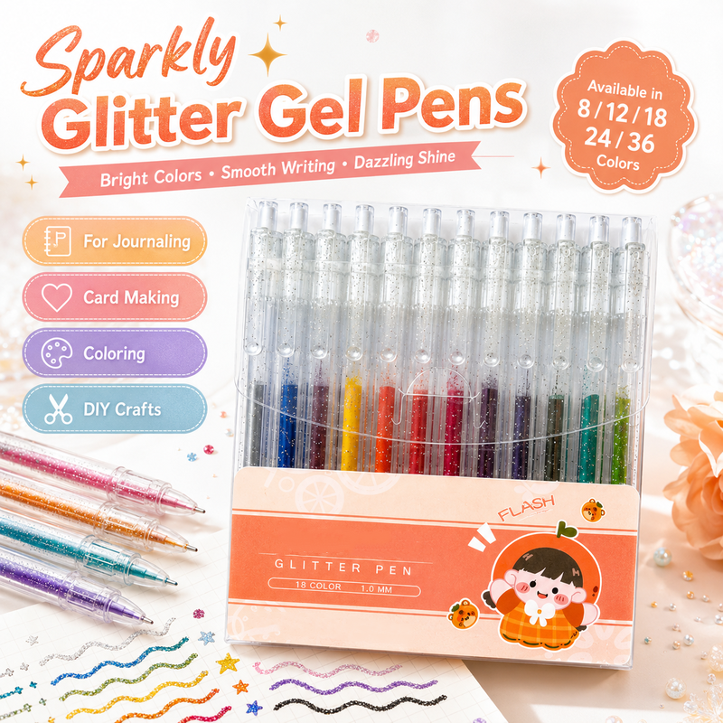 Coffret de stylos gel pailletés rétractables pour le journal intime et le dessi
