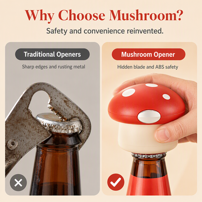 Ouvre-bouteille magnétique 2‑en‑1 en forme de champignon