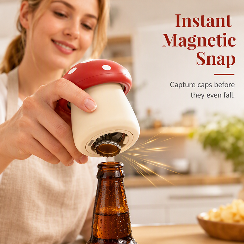 Ouvre-bouteille magnétique 2‑en‑1 en forme de champignon