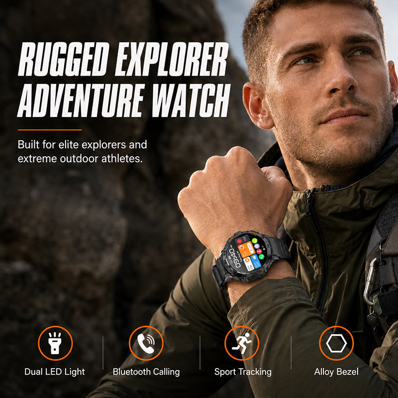 🔥PROMO -50% ⏳ Montre connectée haut de gamme outdoor ✨ Robuste & élégante, multifonction, lumineuse, style chic pour aventuriers 🏔️