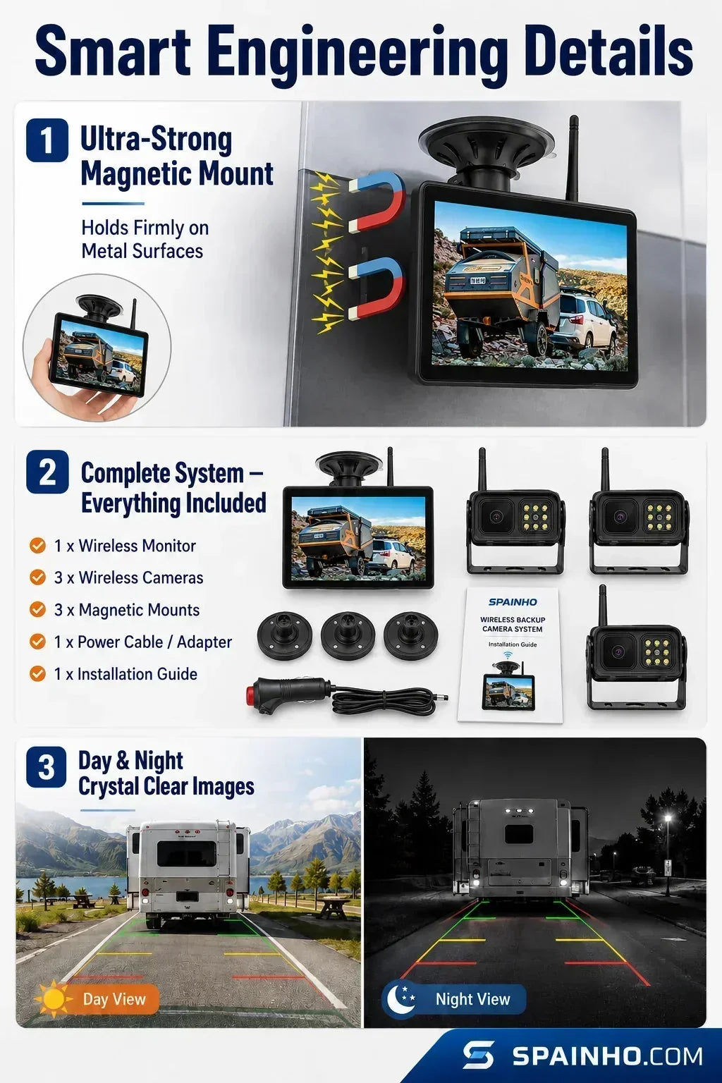 🔥‑50% PROMO FLASH🚗 Système caméra de recul sans fil HD 1080p, vision nocturne, installation facile, sécurité pour vos manœuvres automobiles 📸✨