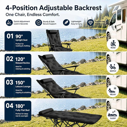 🏕️ 50 % DE RÉDUCTION MAINTENANT ! Chaise longue pliante pour extérieur en structure légère – Détente et transport 2 en 1, pour plage, camping, festival et jardin