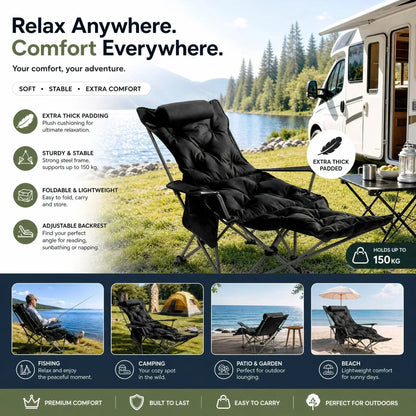 🏕️ 50 % DE RÉDUCTION MAINTENANT ! Chaise longue pliante pour extérieur en structure légère – Détente et transport 2 en 1, pour plage, camping, festival et jardin