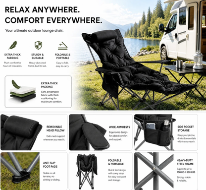 🏕️ 50 % DE RÉDUCTION MAINTENANT ! Chaise longue pliante pour extérieur en structure légère – Détente et transport 2 en 1, pour plage, camping, festival et jardin