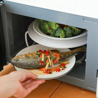 🎁 Deux achetés un offert 🍽️ Plateau Pliable 2-en-1 pour Micro-ondes – Réchauffe Deux Plats Ensemble | Poignées Cool-Touch | Silicone Alimentaire Sans BPA✨