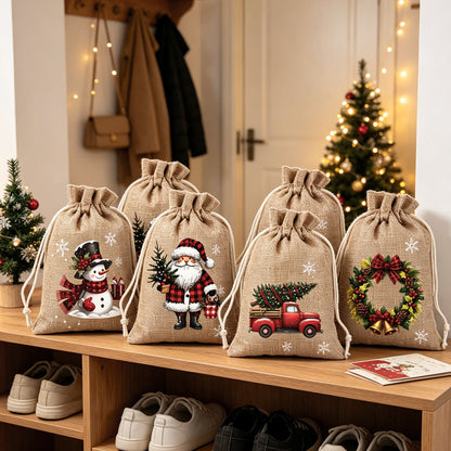 🎅🎁 -62% ! 🎄Sacs Cadeaux de Noël à Cordon – Imprimés Festifs & Tissu Durable pour Emballage Chic et Réutilisable.