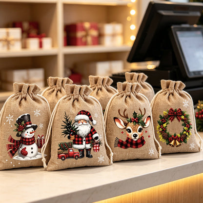 🎅🎁 -62% ! 🎄Sacs Cadeaux de Noël à Cordon – Imprimés Festifs & Tissu Durable pour Emballage Chic et Réutilisable.