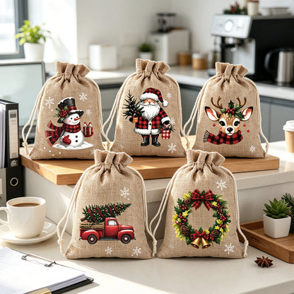 🎅🎁 -62% ! 🎄Sacs Cadeaux de Noël à Cordon – Imprimés Festifs & Tissu Durable pour Emballage Chic et Réutilisable.