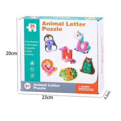 🧩🌳 Jouet d’association lettres et animaux en bois – Bords lisses, pièces faciles à saisir, apprendre l’alphabet en s’amusant dès le plus jeune âge 🎨👶