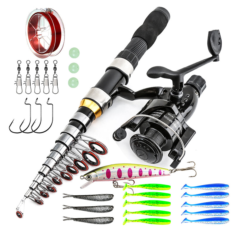 🎣🎒 Kit de pêche de voyage – Équipement complet, canne télescopique, sac de transport, partez pêcher partout, du lac au bord de mer, avec tout le nécessaire sous la main 🐟✨