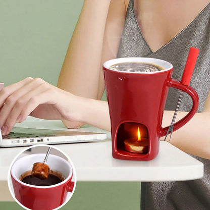 🍫🫕 Tasse à fondue au chocolat en céramique | Chauffe-plat à bougie – 200 ml ✨