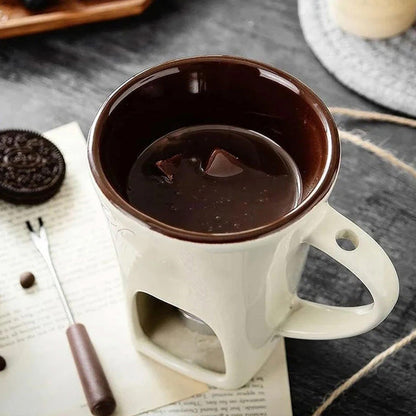 🍫🫕 Tasse à fondue au chocolat en céramique | Chauffe-plat à bougie – 200 ml ✨