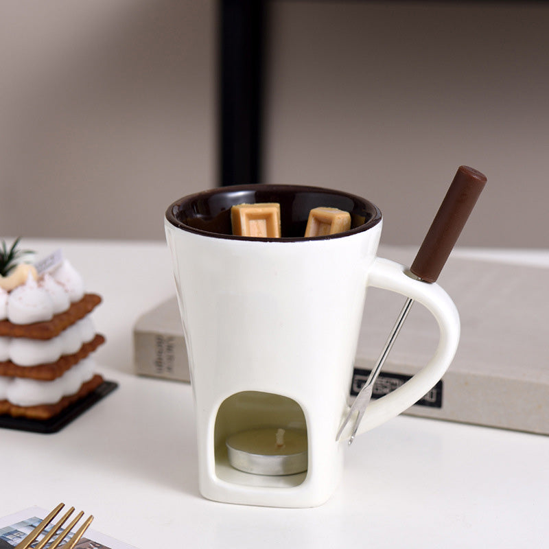 🍫🫕 Tasse à fondue au chocolat en céramique | Chauffe-plat à bougie – 200 ml ✨