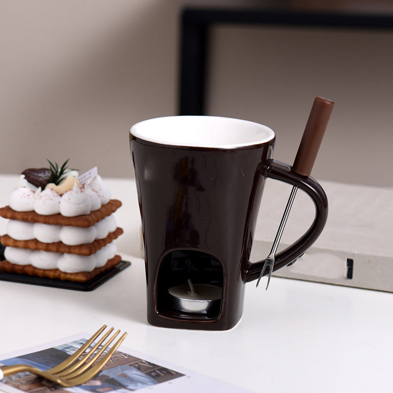 🍫🫕 Tasse à fondue au chocolat en céramique | Chauffe-plat à bougie – 200 ml ✨