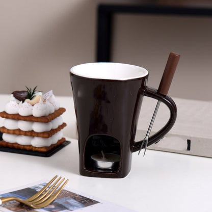 🍫🫕 Tasse à fondue au chocolat en céramique | Chauffe-plat à bougie – 200 ml ✨