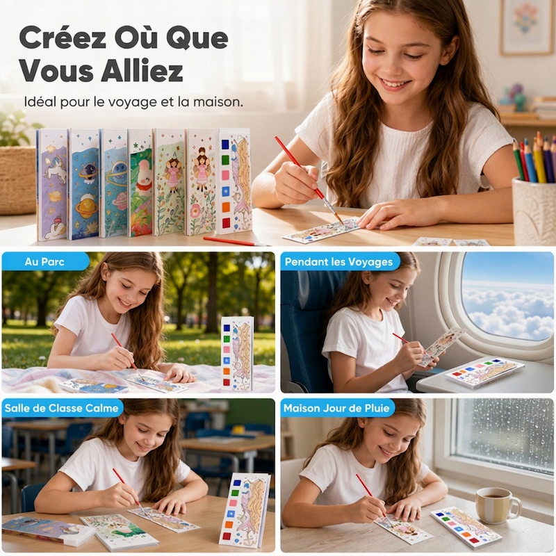 Livre de peinture à l'aquarelle de poche pour enfants