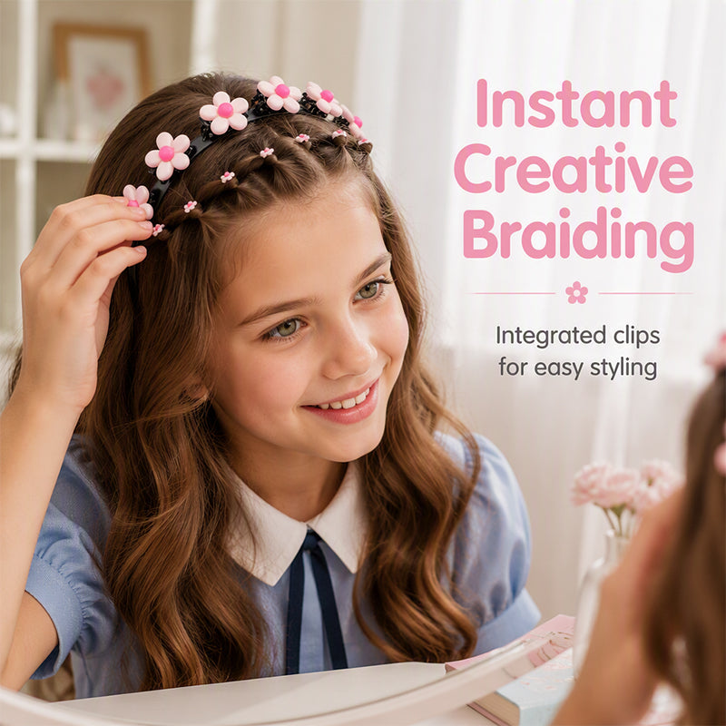 🎀 Bandeau tressé avec motif de dessin animé – Une coiffure facile et mignonn