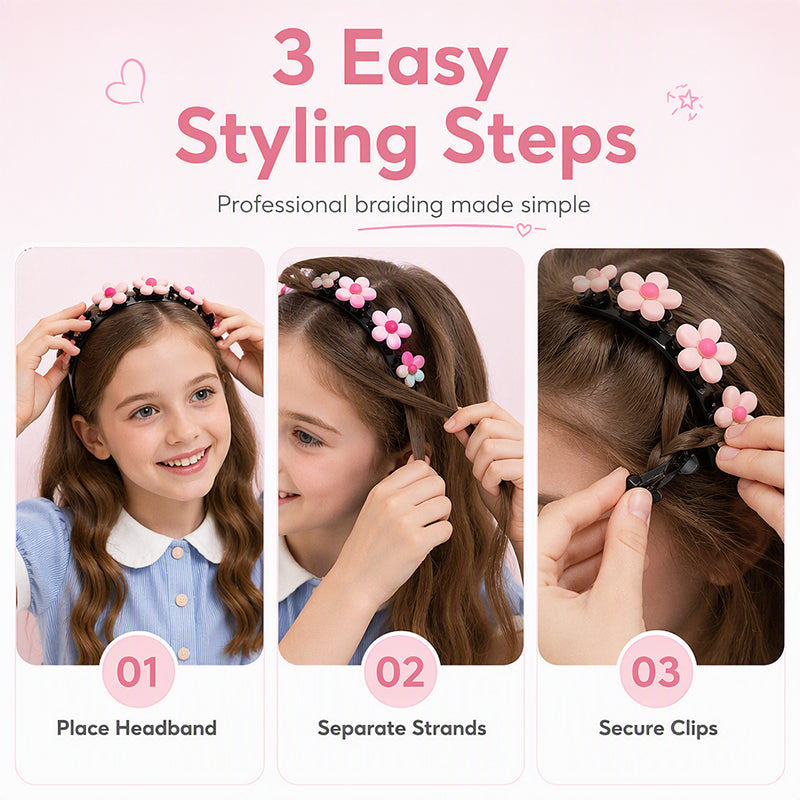 🎀 Bandeau tressé avec motif de dessin animé – Une coiffure facile et mignonn