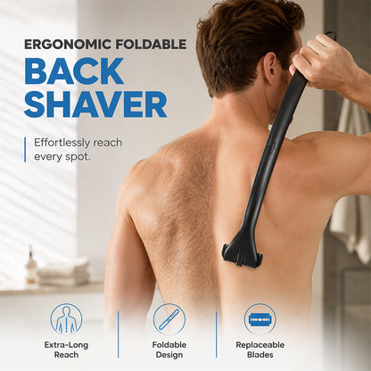 Rasoir manuel pliable pour le dos avec long manche