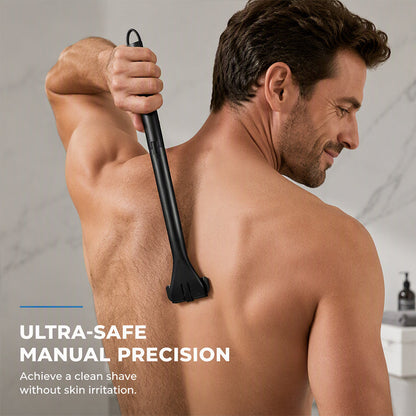 Rasoir manuel pliable pour le dos avec long manche