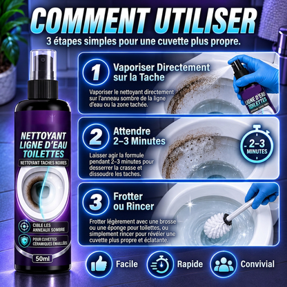 Spray nettoyant pour la ligne d'eau des cuvettes de toilettes