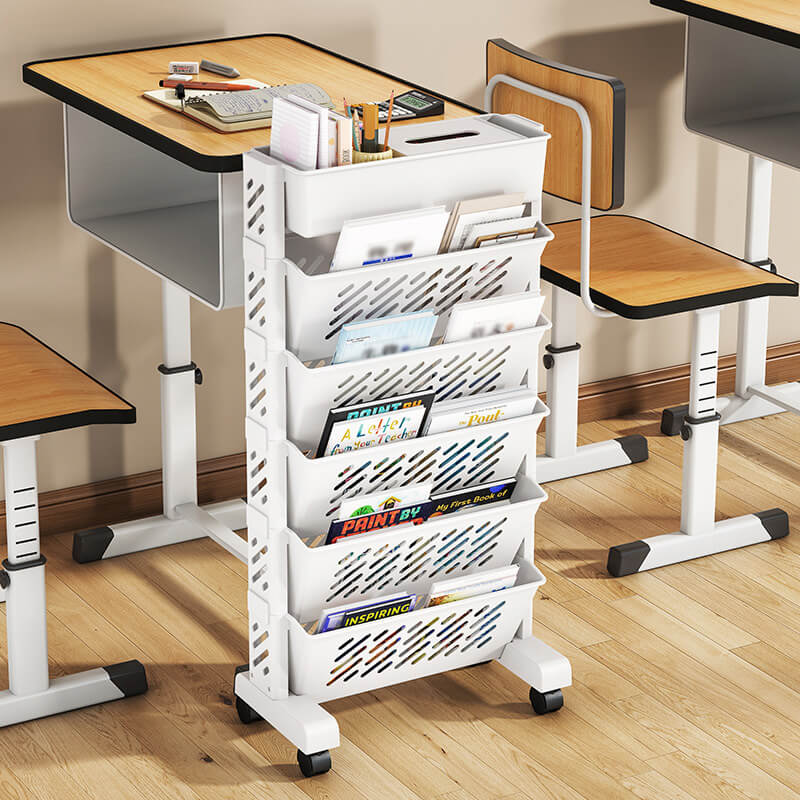 50% de Réduction – Bibliothèque Mobile sur Roulettes Étagère Inclinée Bureau