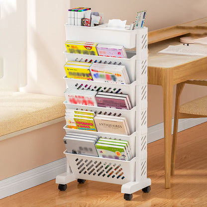 50% de Réduction – Bibliothèque Mobile sur Roulettes Étagère Inclinée Bureau