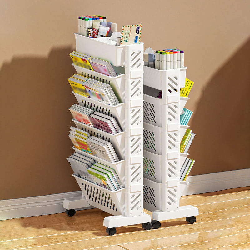 50% de Réduction – Bibliothèque Mobile sur Roulettes Étagère Inclinée Bureau