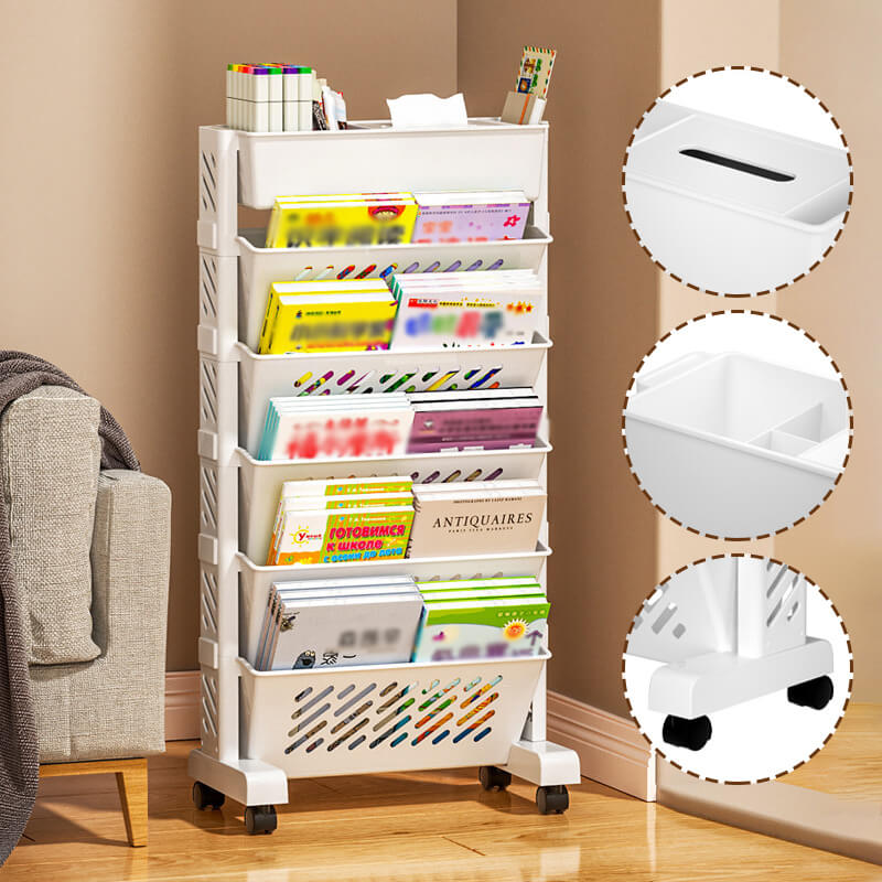 50% de Réduction – Bibliothèque Mobile sur Roulettes Étagère Inclinée Bureau