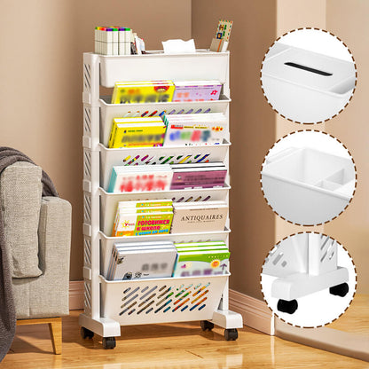 50% de Réduction – Bibliothèque Mobile sur Roulettes Étagère Inclinée Bureau