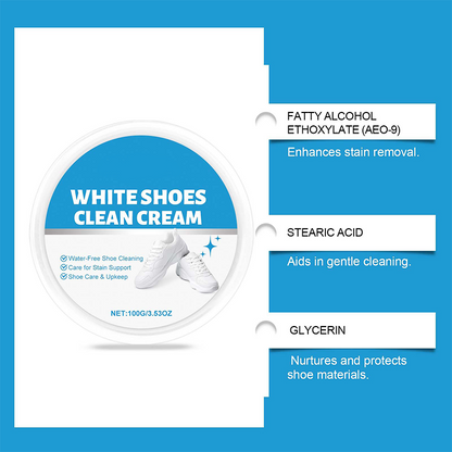 Crème nettoyante sans eau pour chaussures blanches