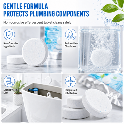 20 pastilles effervescentes blanches et rondes pour réservoir de toilettes – Désodorisant et rafraîchissant