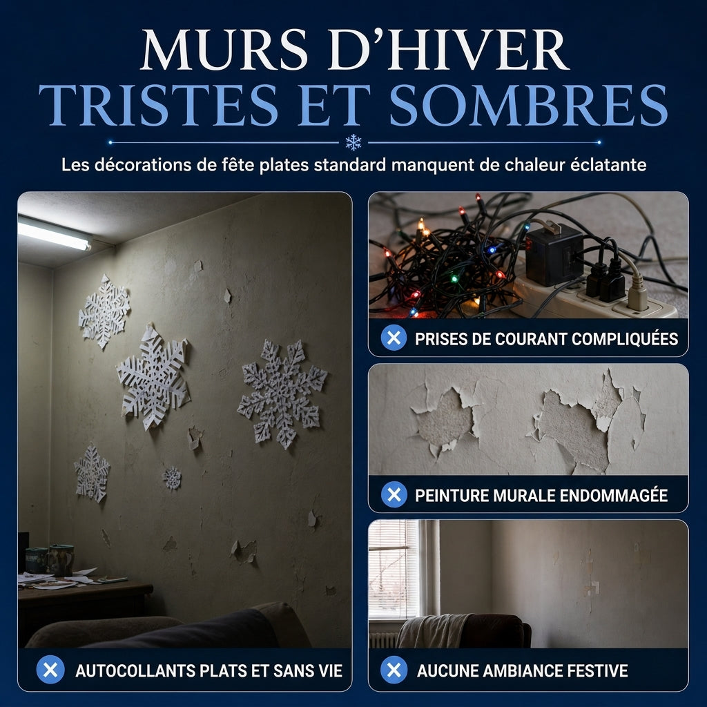 ❄️🎄50% DE RÉDUCTION ! Stickers muraux veilleuse flocon de neige lumineux, déco murale magique, brillent dans l’obscurité ✨🏠